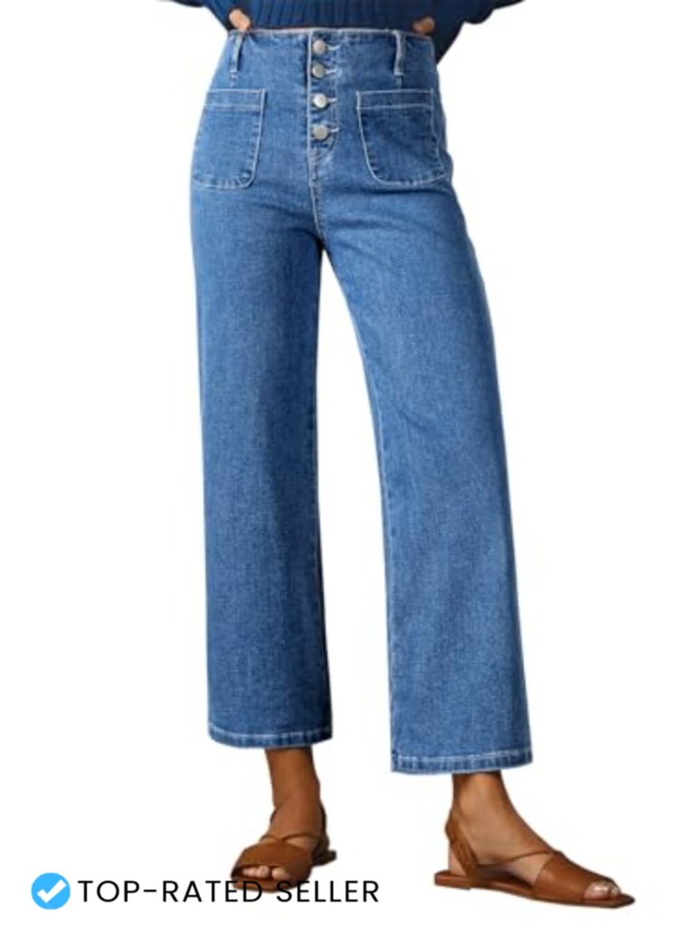 Sidefeel Women's Wide Leg Jeans High Waisted Stretchy Denim Pants Loose Trendy